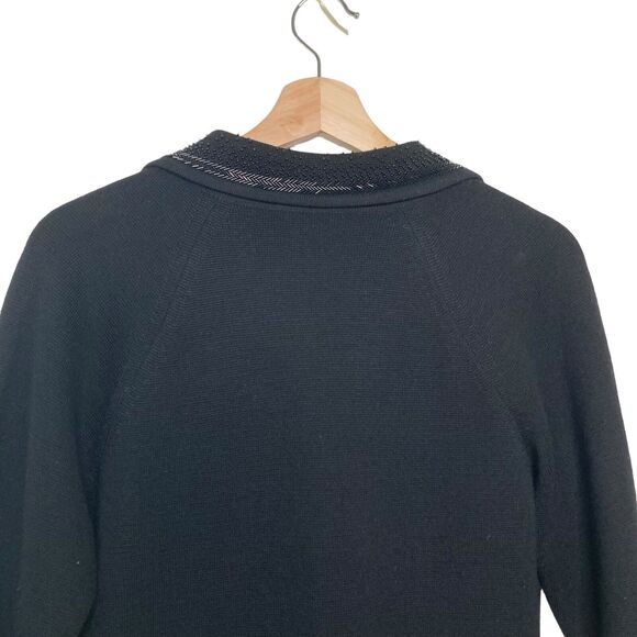 St Andrews Vintage Wool Blazer Womens Sz 10 Black Beaded Embellished Zephyr Wool - Picture 4 of 12
